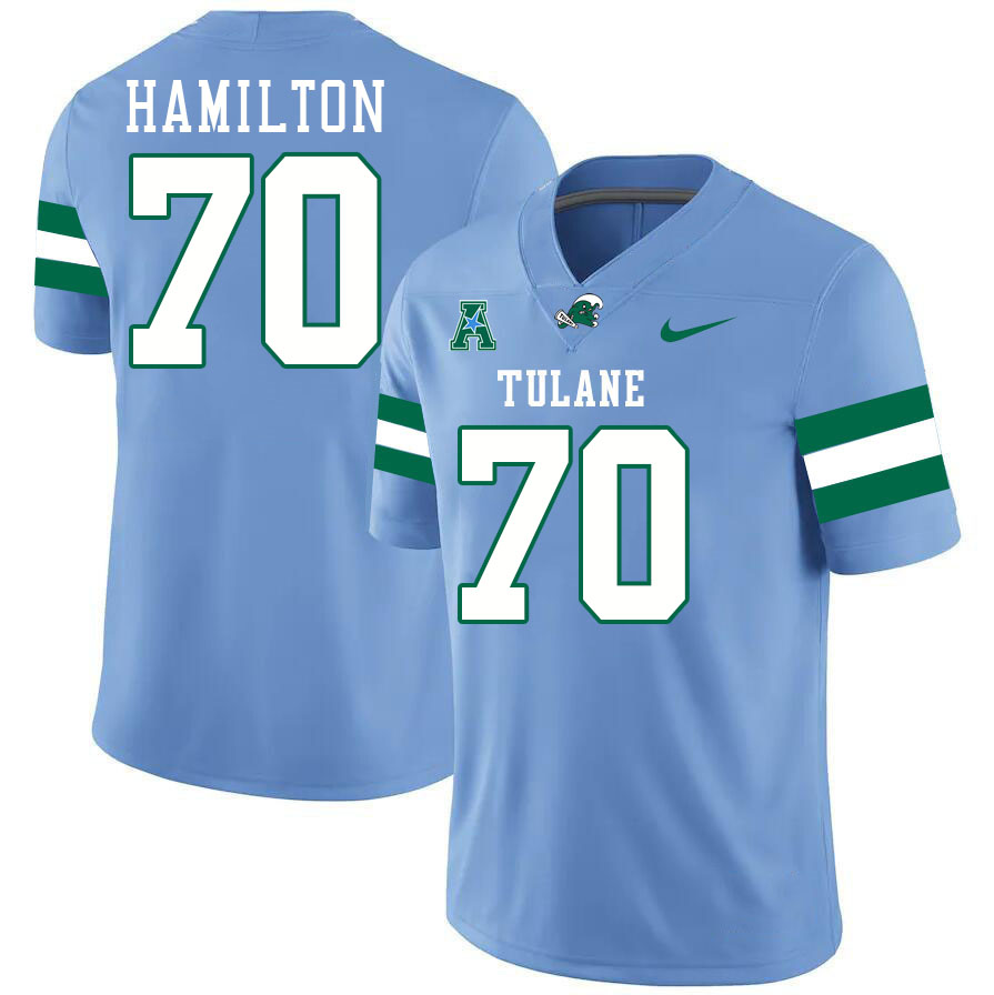 #70 Kameron Hamilton Tulane Green Wave Jersey College Football Uniforms,Apparels Stitched-Blue